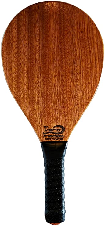 KAILUA Frescobol Wood Beach Racket Set, Includes 2 Paddles and 2 Balls. Black Grip 